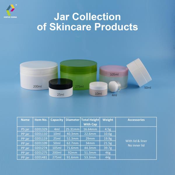 An affordable plastic jar collection for skincare products
